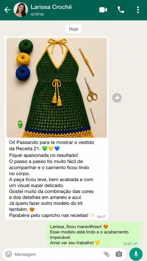 Depoimento de cliente via WhatsApp