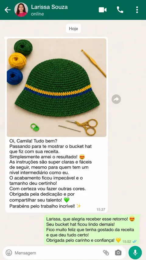 Depoimento de cliente via WhatsApp
